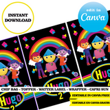 Editable Charlie colorform city Party Kit – Canva Templates (Chip Bags, Labels & More)