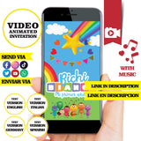 Invitación animada de cumpleaños de Bichikids: invitación personalizada para fiesta