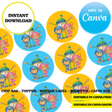 Editable Team umizoomi Party Kit – Canva Templates (Chip Bags, Labels & More)