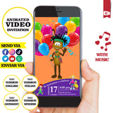 Invitación animada de cumpleaños de Biper y sus amigos: invitación personalizada para fiesta