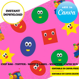 Editable Bob the train Party Kit – Canva Templates (Chip Bags, Labels & More)