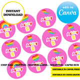 Editable Pop it Party Kit – Canva Templates (Chip Bags, Labels & More)