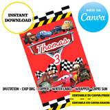Coches, plantilla editable, descarga digital instantánea editable de Canva, bolsa de patatas fritas, adorno, etiqueta