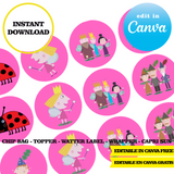 Editable Ben and Holly Party Kit – Canva Templates (Chip Bags, Labels & More)
