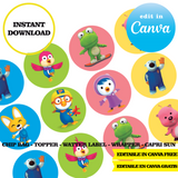 Editable Pororo Party Kit – Canva Templates (Chip Bags, Labels & More)