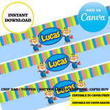 Editable Pororo Party Kit – Canva Templates (Chip Bags, Labels & More)