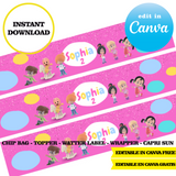 Editable Cleo and cuquin Party Kit – Canva Templates (Chip Bags, Labels & More)