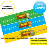 Editable Plim plim safari  Party Kit – Canva Templates (Chip Bags, Labels & More)