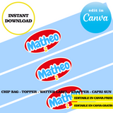 Editable Bob the train Party Kit – Canva Templates (Chip Bags, Labels & More)
