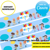 Editable Cleo and cuquin Party Kit – Canva Templates (Chip Bags, Labels & More)