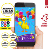 Invitación animada de cumpleaños de Biper y sus amigos: invitación personalizada para fiesta