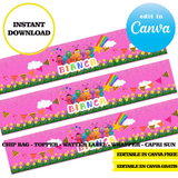 Editable Bichikids Party Kit – Canva Templates (Chip Bags, Labels & More)