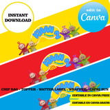 Editable Teletubbies  Party Kit – Canva Templates (Chip Bags, Labels & More)