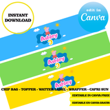 Editable Peppa Pig Party Kit – Canva Templates (Chip Bags, Labels & More)