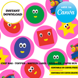 Editable Bob the train Party Kit – Canva Templates (Chip Bags, Labels & More)