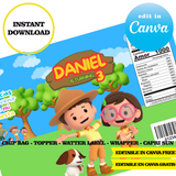 Editable Leo the Wildlife Ranger Party Kit – Canva Templates (Chip Bags, Labels & More)