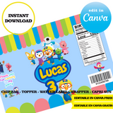 Editable Pororo Party Kit – Canva Templates (Chip Bags, Labels & More)