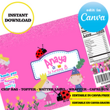 Editable Ben and Holly Party Kit – Canva Templates (Chip Bags, Labels & More)