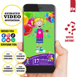 Invitación animada de cumpleaños de Biper y sus amigos: invitación personalizada para fiesta