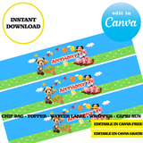 Editable Mickey Farm Party Kit – Canva Templates (Chip Bags, Labels & More)