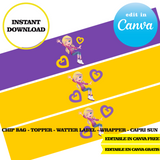 Kit editable para fiesta de Polly Pocket: plantillas de Canva (bolsas de papas fritas, etiquetas y más)