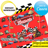 Coches, plantilla editable, descarga digital instantánea editable de Canva, bolsa de patatas fritas, adorno, etiqueta