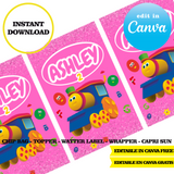 Editable Bob the train Party Kit – Canva Templates (Chip Bags, Labels & More)