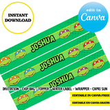 Tortugas Ninja – Plantillas de Canva (bolsas de papas fritas, etiquetas y más)
