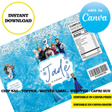 Editable Frozen Party Kit – Canva Templates (Chip Bags, Labels & More)
