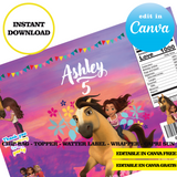 Spirit, plantilla editable, descarga digital instantánea editable de Canva, bolsa de patatas fritas, adorno, etiqueta