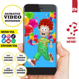 Invitación animada de cumpleaños de Biper y sus amigos: invitación personalizada para fiesta