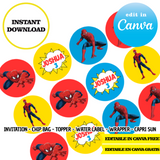 Plantillas de Canva de Spiderman (bolsas de papas fritas, etiquetas y más) (Copia)