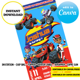 Blaze y los Monster Machines – Plantillas de Canva (bolsas de papas fritas, etiquetas y más)