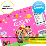 Editable Mickey Farm Party Kit – Canva Templates (Chip Bags, Labels & More)