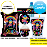 Editable Charlie colorform city Party Kit – Canva Templates (Chip Bags, Labels & More)
