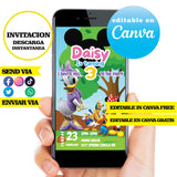 Plantilla editable de margarita, descarga digital instantánea editable de Canva, invitación en PDF