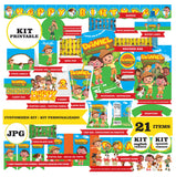 Leo el Guardabosques, kit imprimible, 21 piezas, JPG -