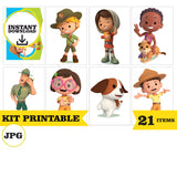 Leo el Guardabosques, kit imprimible, 21 piezas, formato JPG, kit de Pikachu imprimible, fiesta temática - DESCARGA INSTANTÁNEA