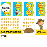 Leo el Guardabosques, kit imprimible, 21 piezas, formato JPG, kit de Pikachu imprimible, fiesta temática - DESCARGA INSTANTÁNEA