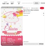 Invitación de video animada de cumpleaños "Lluvia de amor" - Invitación personalizada para fiesta
