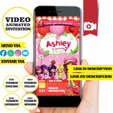 Invitación de video animada de cumpleaños de Tarta de Fresa: invitación personalizada para fiesta