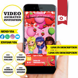 Invitación de video animada de cumpleaños de Tarta de Fresa: invitación personalizada para fiesta