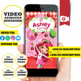 Invitación de video animada de cumpleaños de Tarta de Fresa: invitación personalizada para fiesta