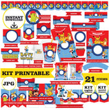 Pokémon, kit imprimible, 21 piezas, formato JPG, kit de Pikachu imprimible, fiesta temática - DESCARGA INSTANTÁNEA