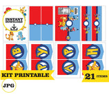 Pokémon, kit imprimible, 21 piezas, formato JPG, kit de Pikachu imprimible, fiesta temática - DESCARGA INSTANTÁNEA