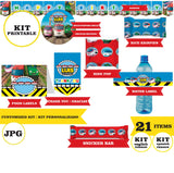 Titipo, kit imprimible, 21 piezas, formato JPG, datos personalizados, Titipo KIT imprimible, fiesta temática