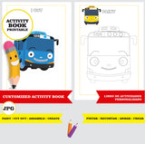 Tayo el pequeño autobús - Libro de actividades para colorear imprimible personalizado
