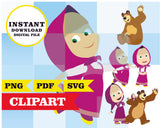 Masha y el oso clipart SVG, PDF, PNG