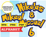 Clipart imprimible del alfabeto inspirado en Pokémon Pikachu