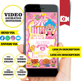 Invitación de video animada de cumpleaños de Plim Plim: invitación personalizada para fiesta